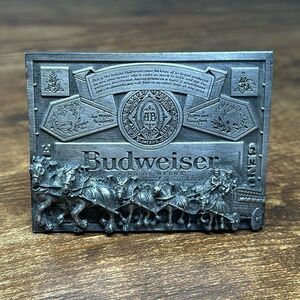 VTG Budweiser Clydesdale Horses Vintage Anheuser Busch Beer Belt Buckle T-169